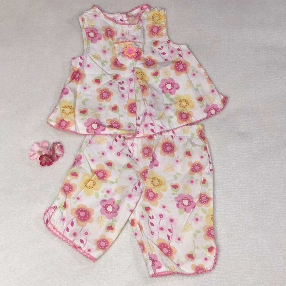 BABY Q 2-Piece Floral Top/Pant Cute Spring Summer Set 3-6 Mos.